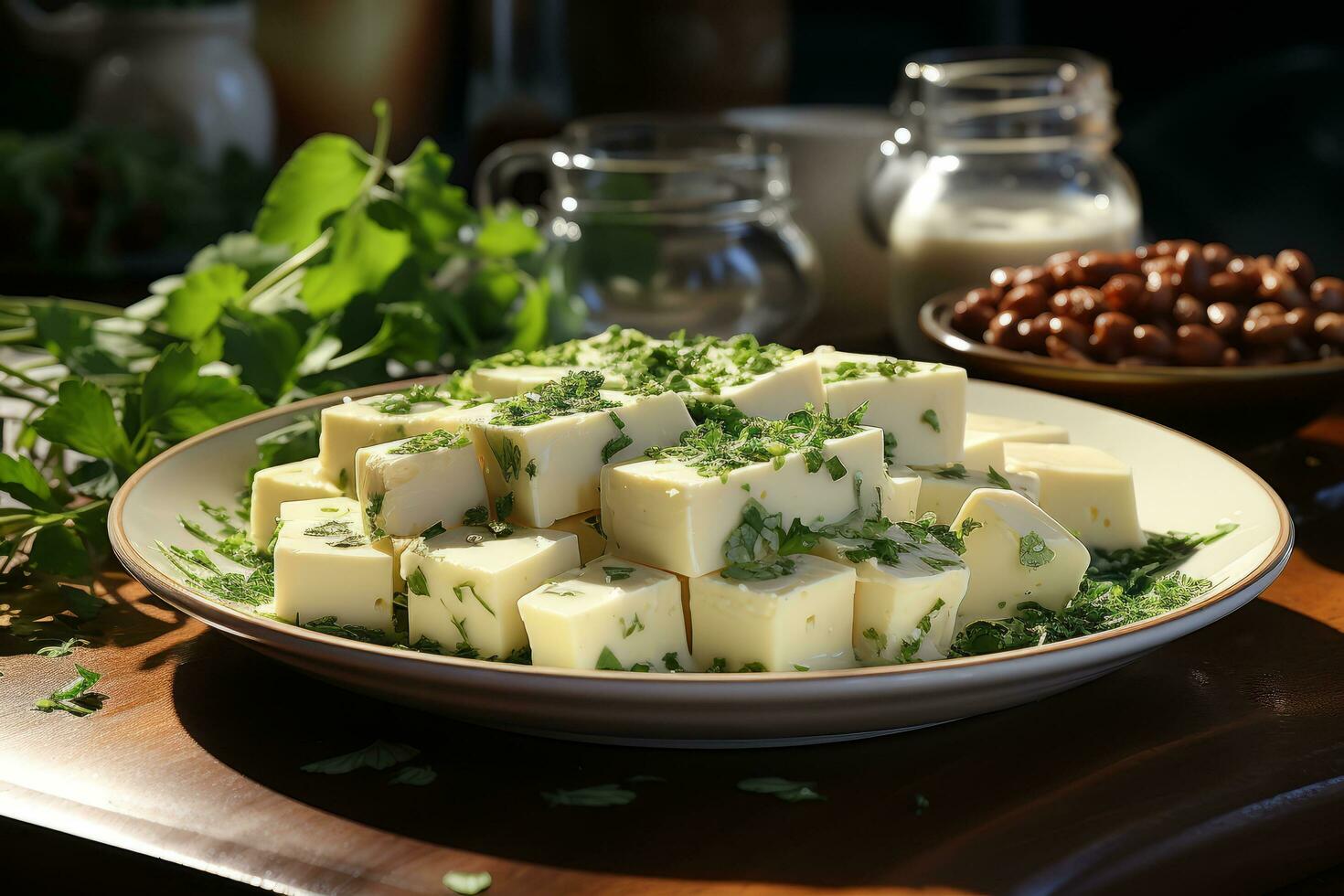 salad with feta cheese and olives photo
