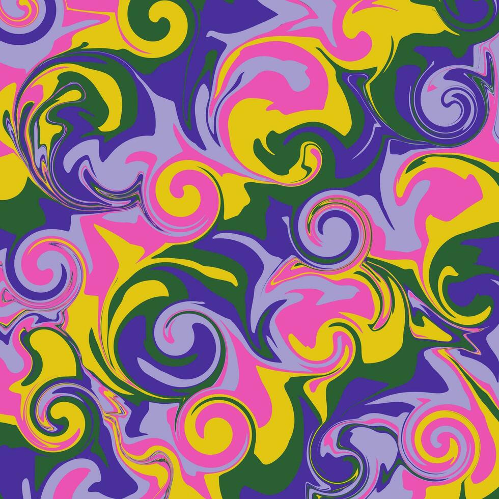 Psychedelic abstract background, mixed acrylic paint marble texture, colorful swirls, vector pattern
