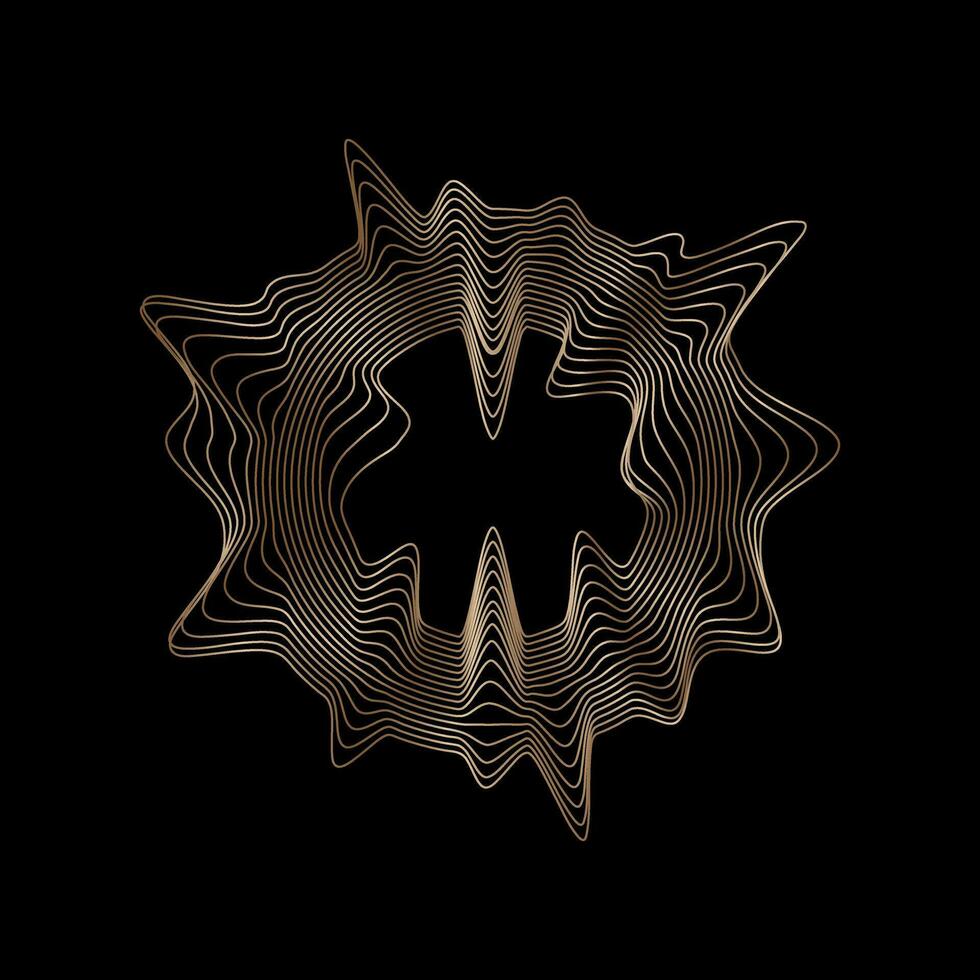 Abstract sphere flowing light line wave gold gradient isolated on black background. Vector in the concept of artificial intelligence technology 3d object, science, music, modern