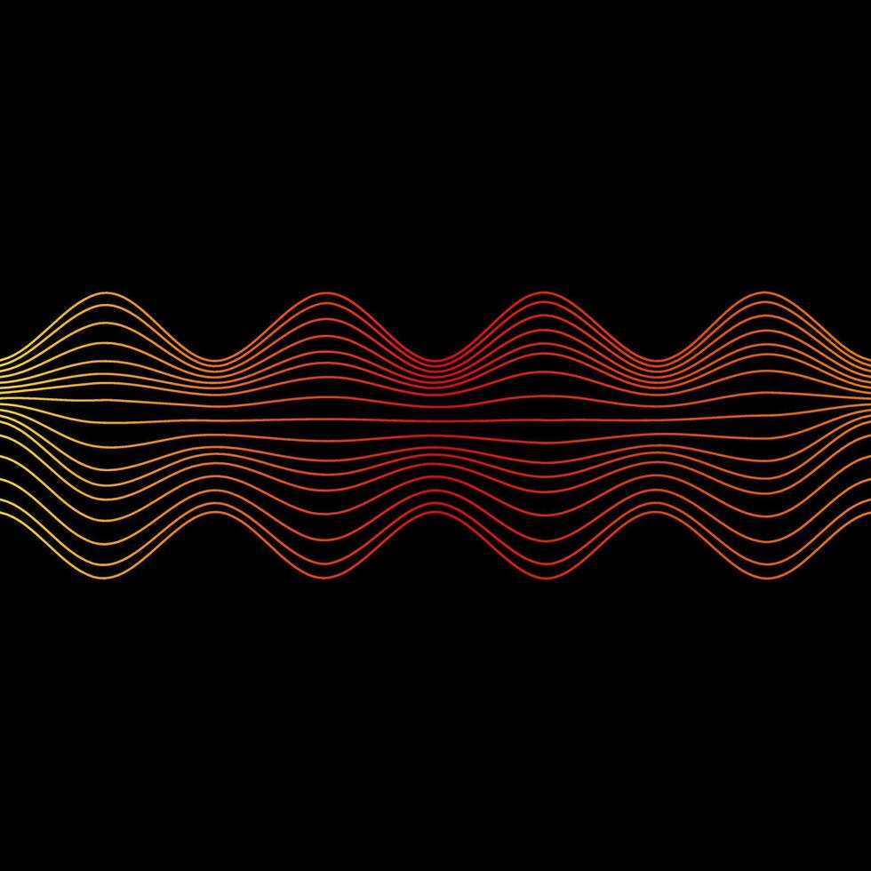 Sound wave rainbow wavy line gradients. Radio frequency. Abstract geometric shape on a black background. Vector illustration