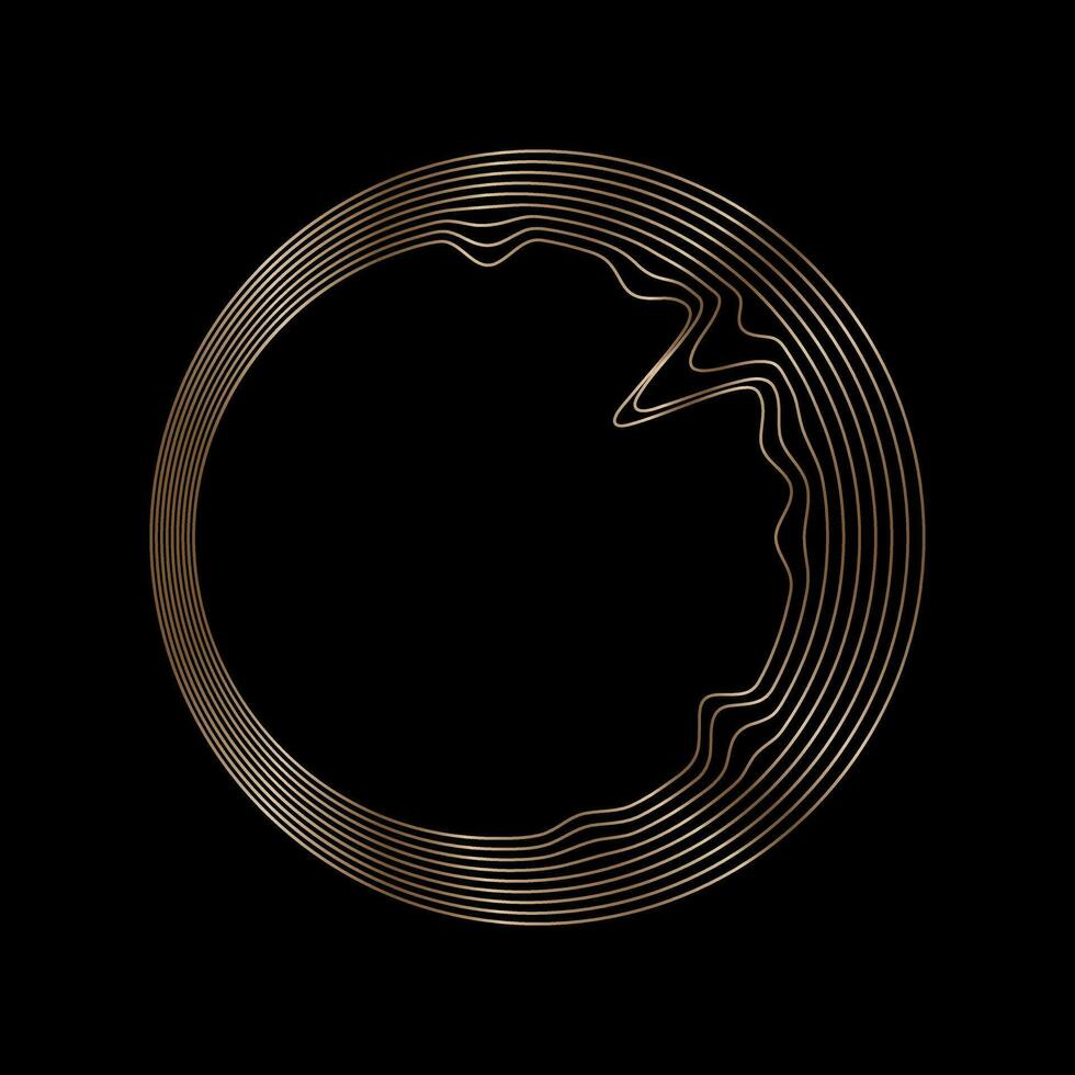 Abstract sphere flowing light line wave gold gradient isolated on black background. Vector in the concept of artificial intelligence technology 3d object, science, music, modern