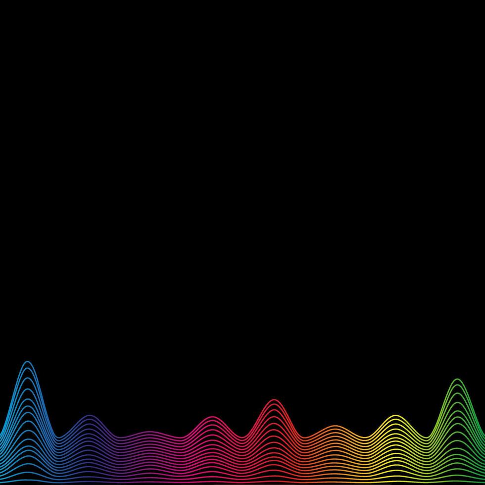 arco iris olas línea borde, modelo bandera último tecnología sonido vibraciones en negro. vector ilustración