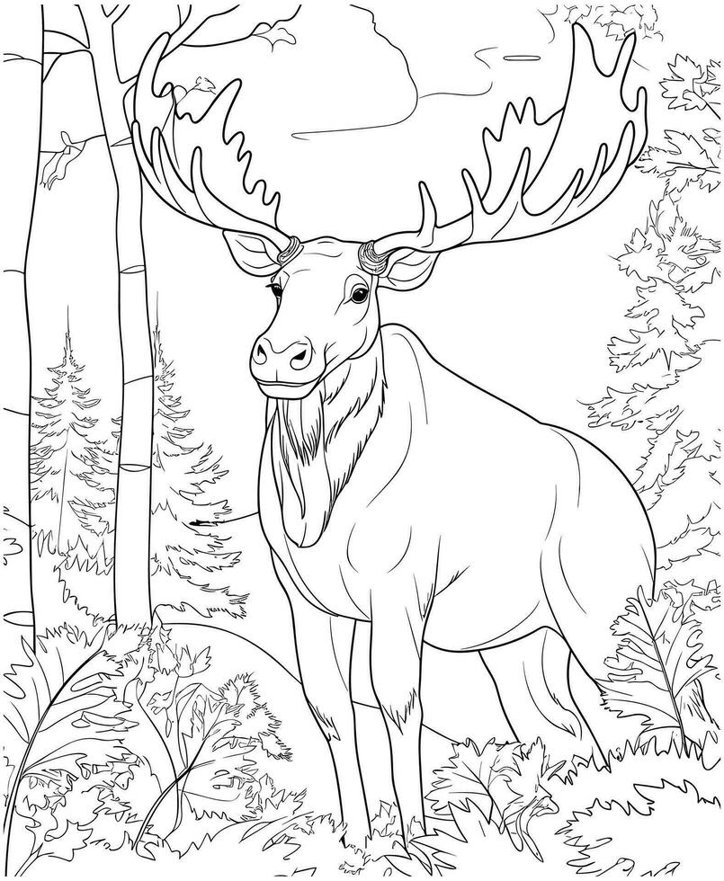 Moose jungle coloring pages vector