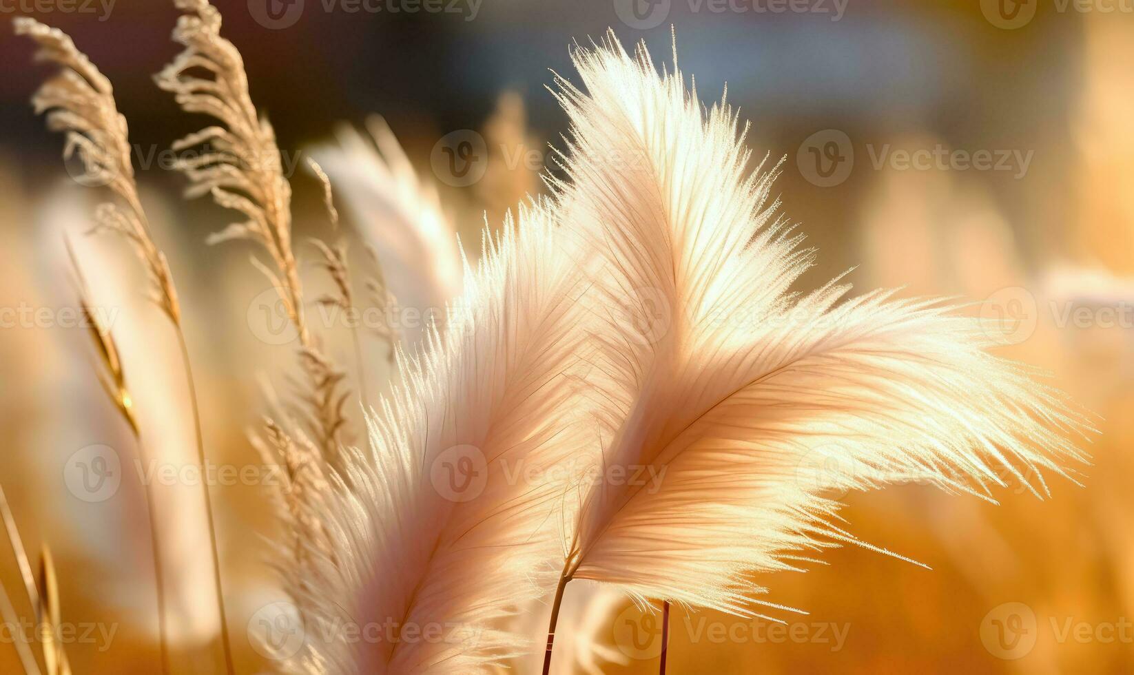 Blossoming Reeds in Harmonious Nature - Generative AI photo