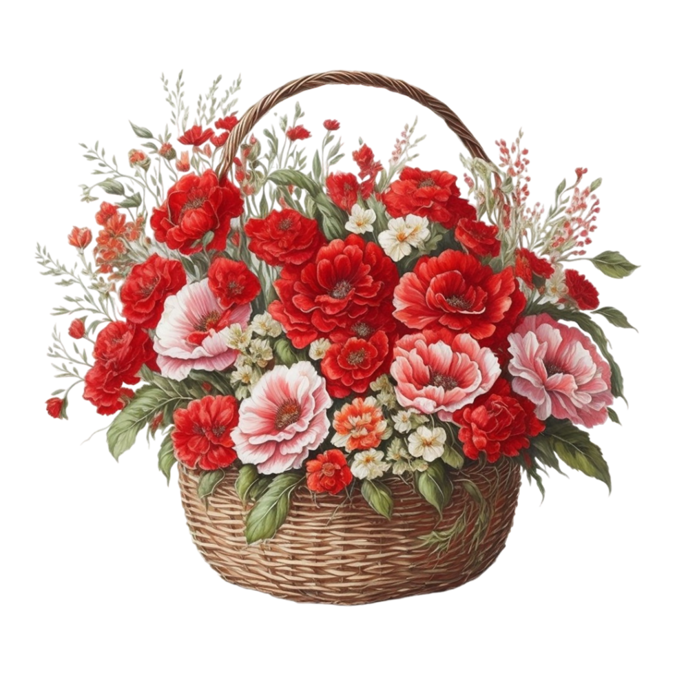 Watercolor Floral Basket, Watercolor Basket, Flower Basket, Watercolor Floral Flower Design, Watercolor Flower Arrangements Floral, Watercolor Flower Design, Wedding Decoration, Bouquet, AI Generated png