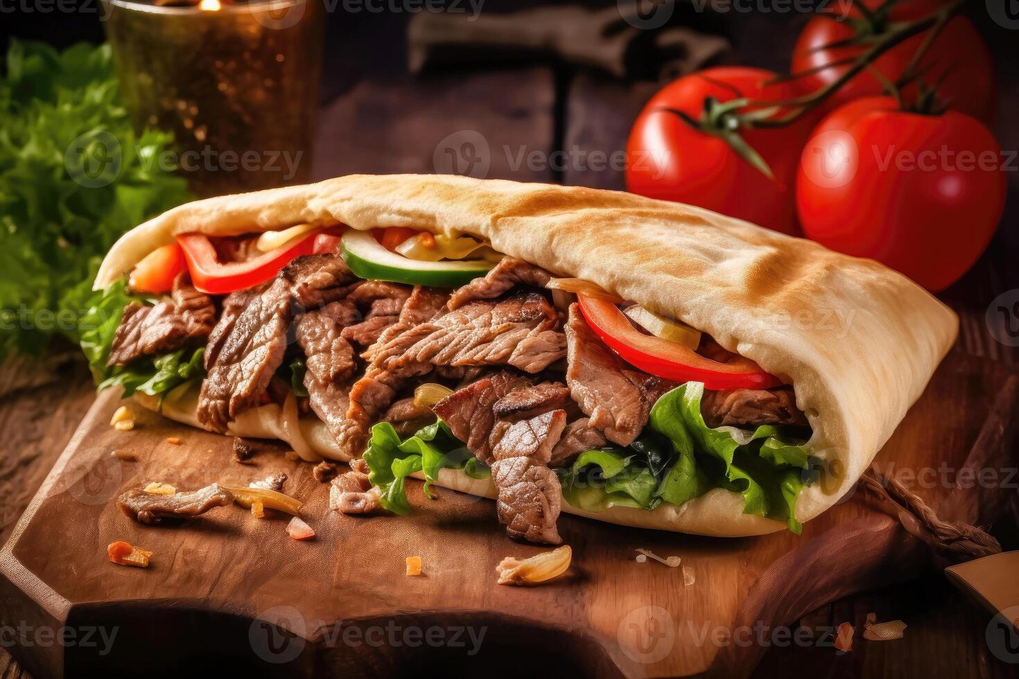 Mouthwatering Doner Kebab - A Savory Delight - Generative AI photo