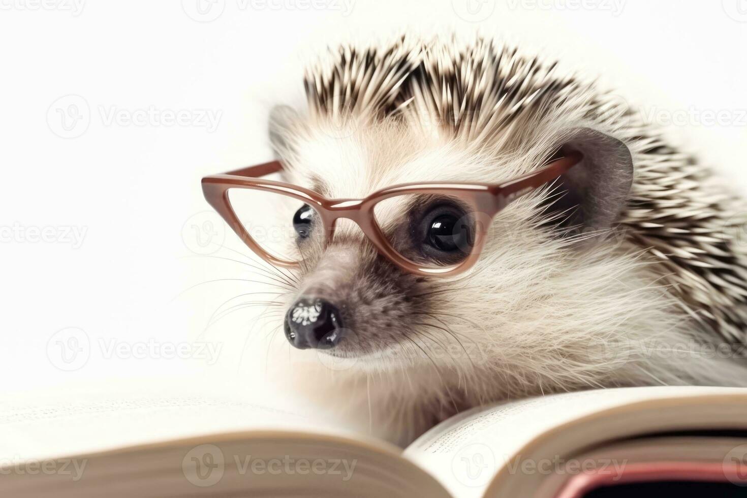 Wise Hedgehog Scholar - Embrace the Love for Books - Generative AI photo