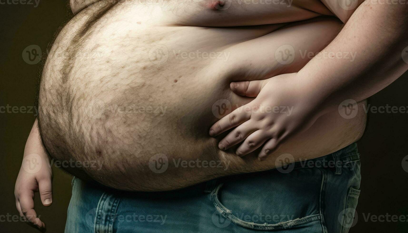 corpulento hombre con abdominal obesidad - generativo ai foto