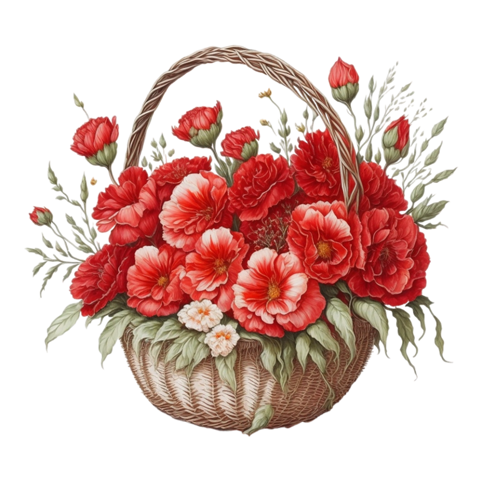 Watercolor Floral Basket, Watercolor Basket, Flower Basket, Watercolor Floral Flower Design, Watercolor Flower Arrangements Floral, Watercolor Flower Design, Wedding Decoration, Bouquet, AI Generated png