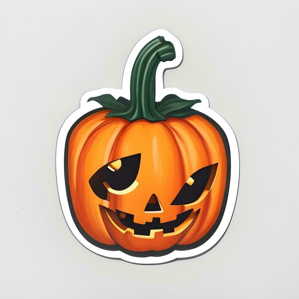 Halloween Pumpkin Sticker Ai Generate photo