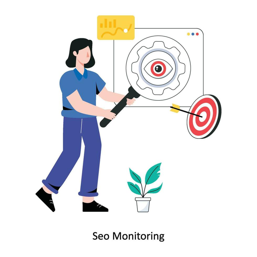 SEO Monitoring Flat Style Design Vector illustration. Stock illustration