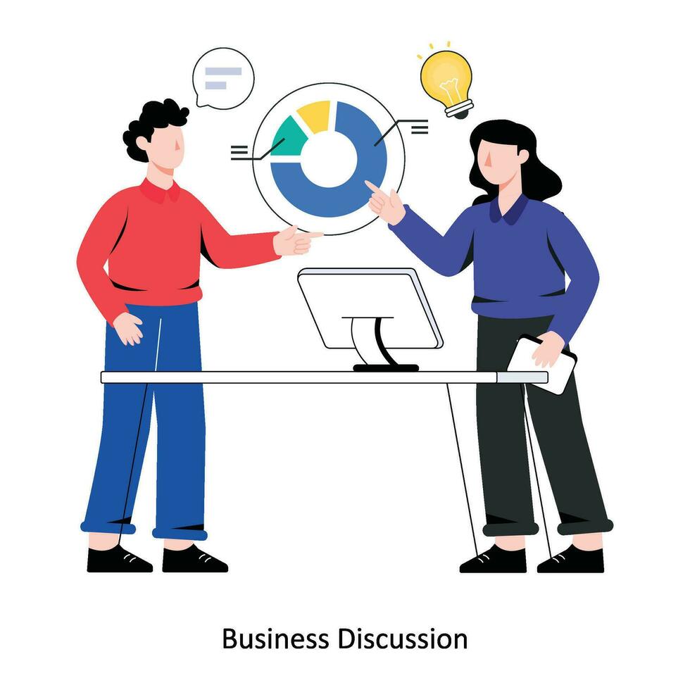 Ilustración de vector de diseño de estilo plano de discusión de negocios. ilustración de stock