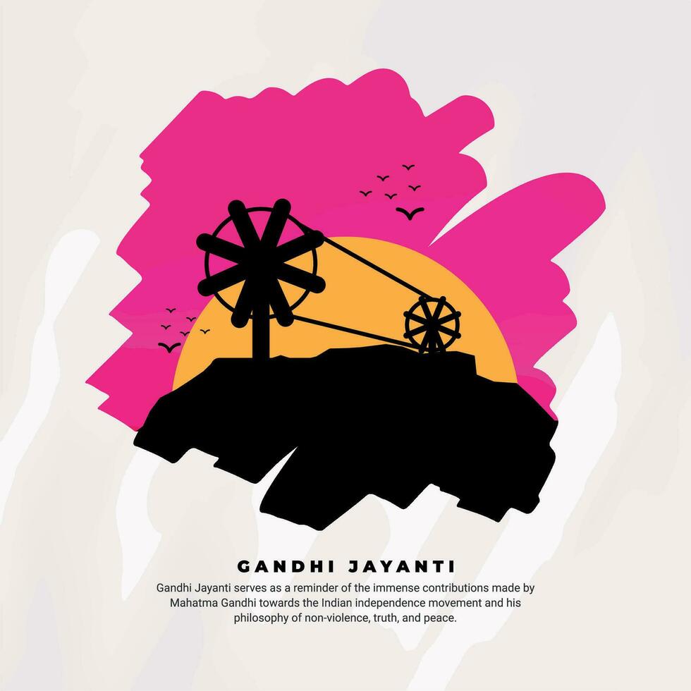 Gandhi Jayanti holiday celebration in India on the 2nd of October Social Media Post In Hindi Calligraphy, In Hindi Gandhi Jayanti and Ahinsa Satya means Birthday Of Gandhiji and Non Violence truth vector