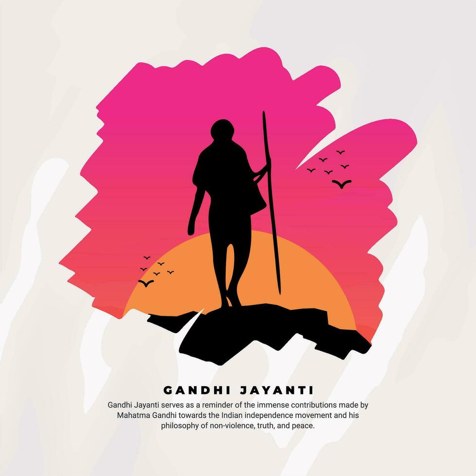 Gandhi Jayanti holiday celebration in India on the 2nd of October Social Media Post In Hindi Calligraphy, In Hindi Gandhi Jayanti and Ahinsa Satya means Birthday Of Gandhiji and Non Violence truth vector