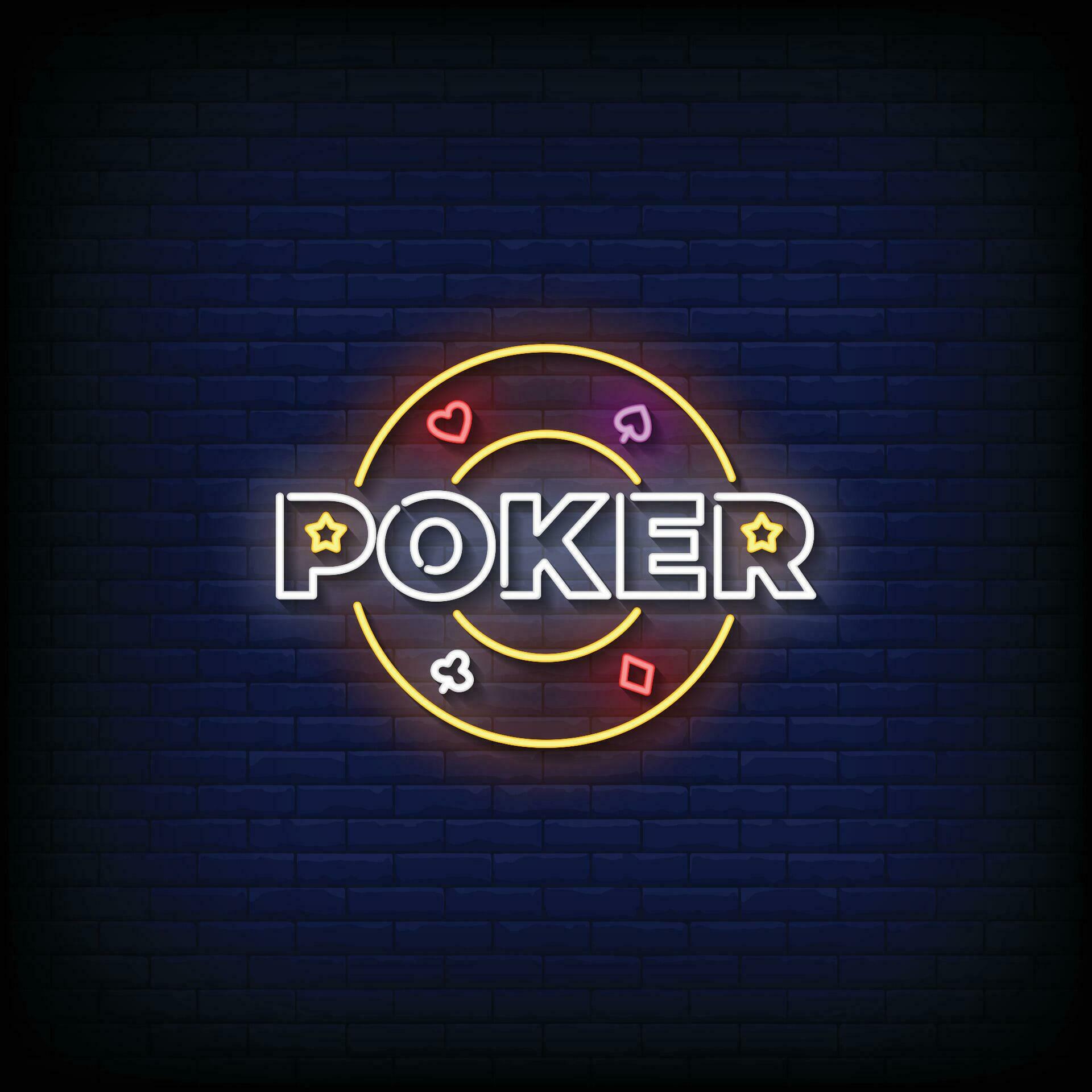 Neon Sign poker with brick wall background vector 27945994 Vector Art