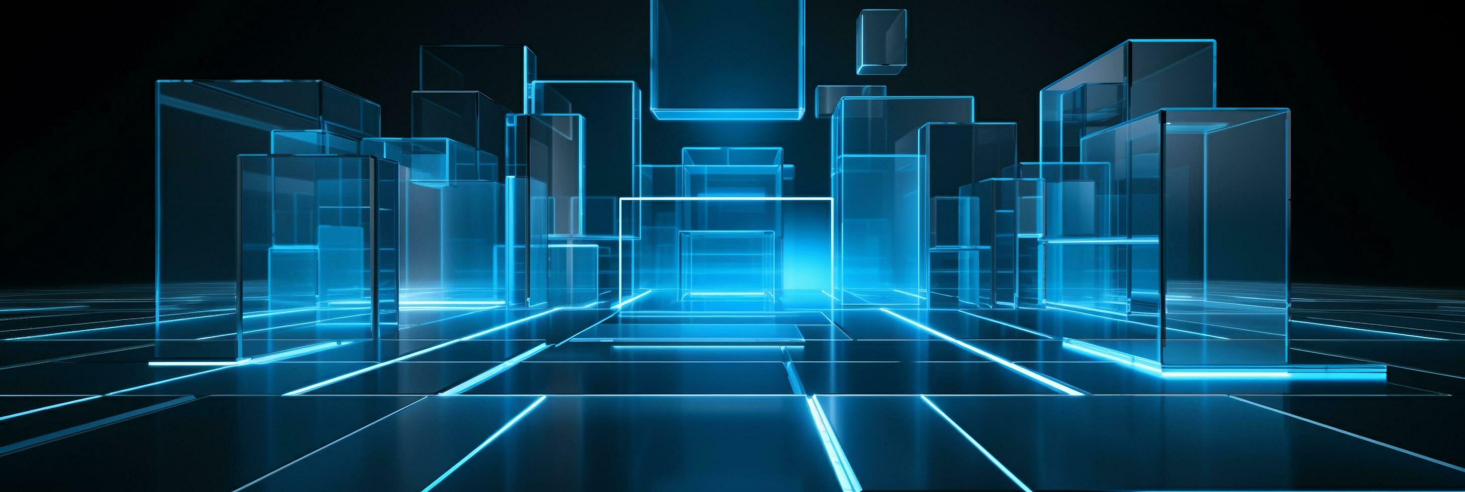 Abstract 3d background blue 3D floor background 3D cubes background 3D square background ai generated photo