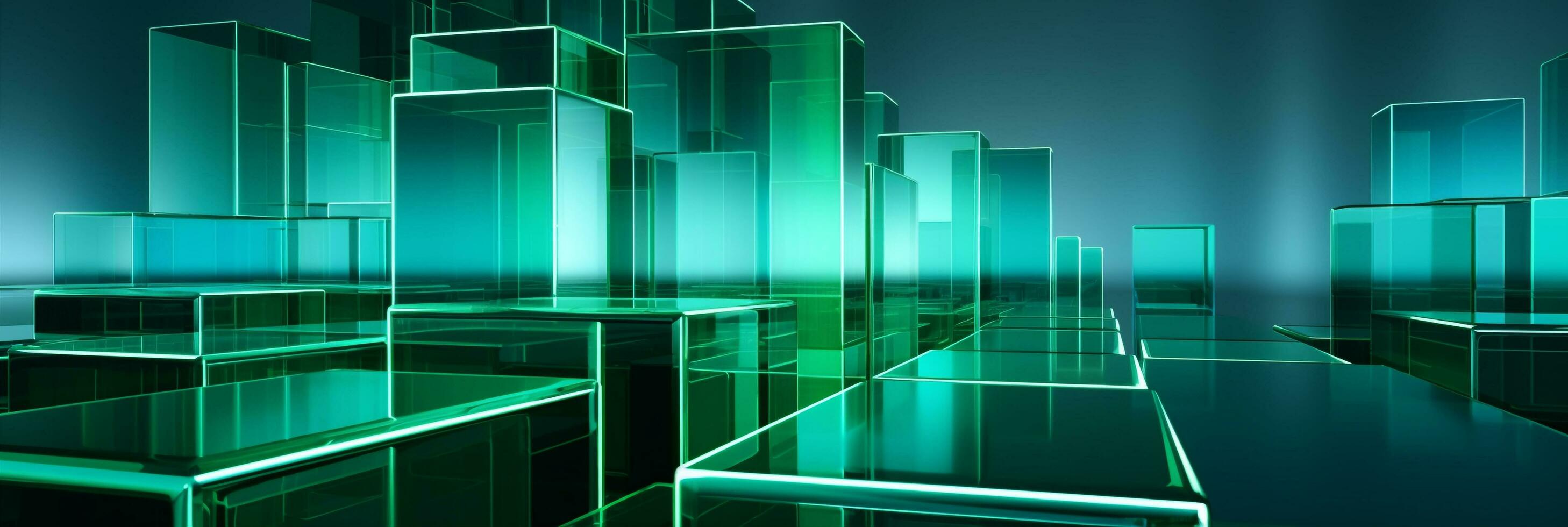 Abstract 3d background green 3D floor background 3D cubes background 3D square background 3D rectangle background ai generated photo