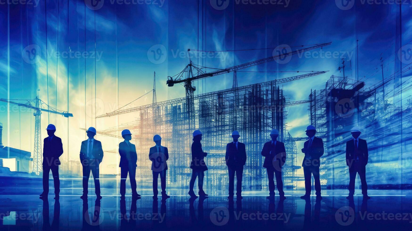 Business and Construction Industry Collaboration - Teamwork Concept - Generative AI photo