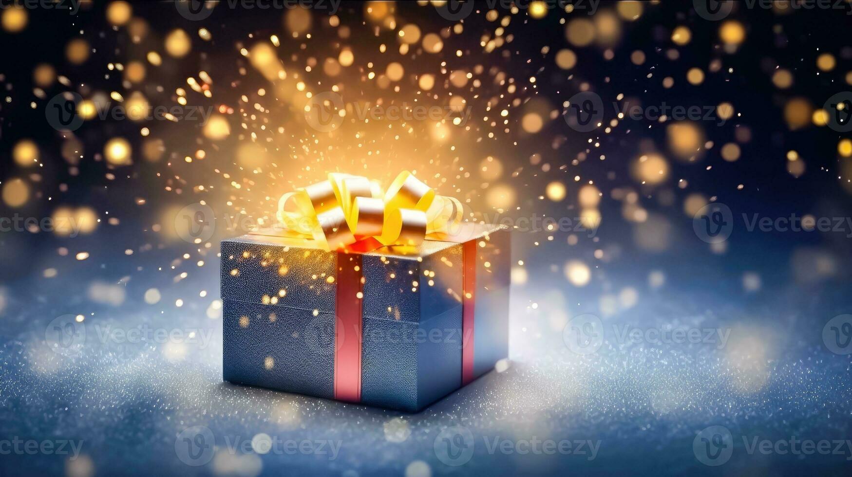 Charming Gift Box - Festive Backdrop with Enchanting Bokeh - Generative AI photo