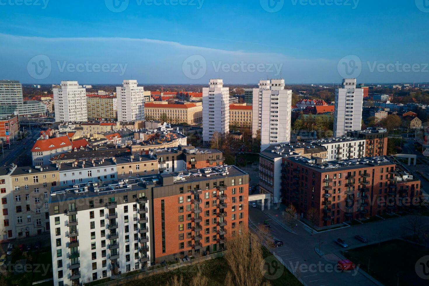 moderno residencial zona en Wroclaw ciudad, aéreo ver foto