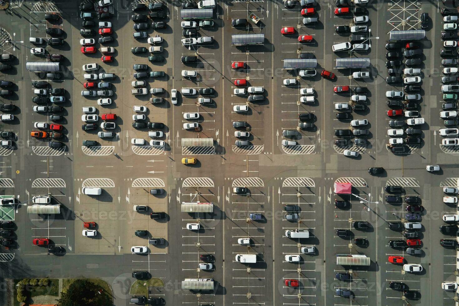 Parked cars on parking lot near shopping mall photo