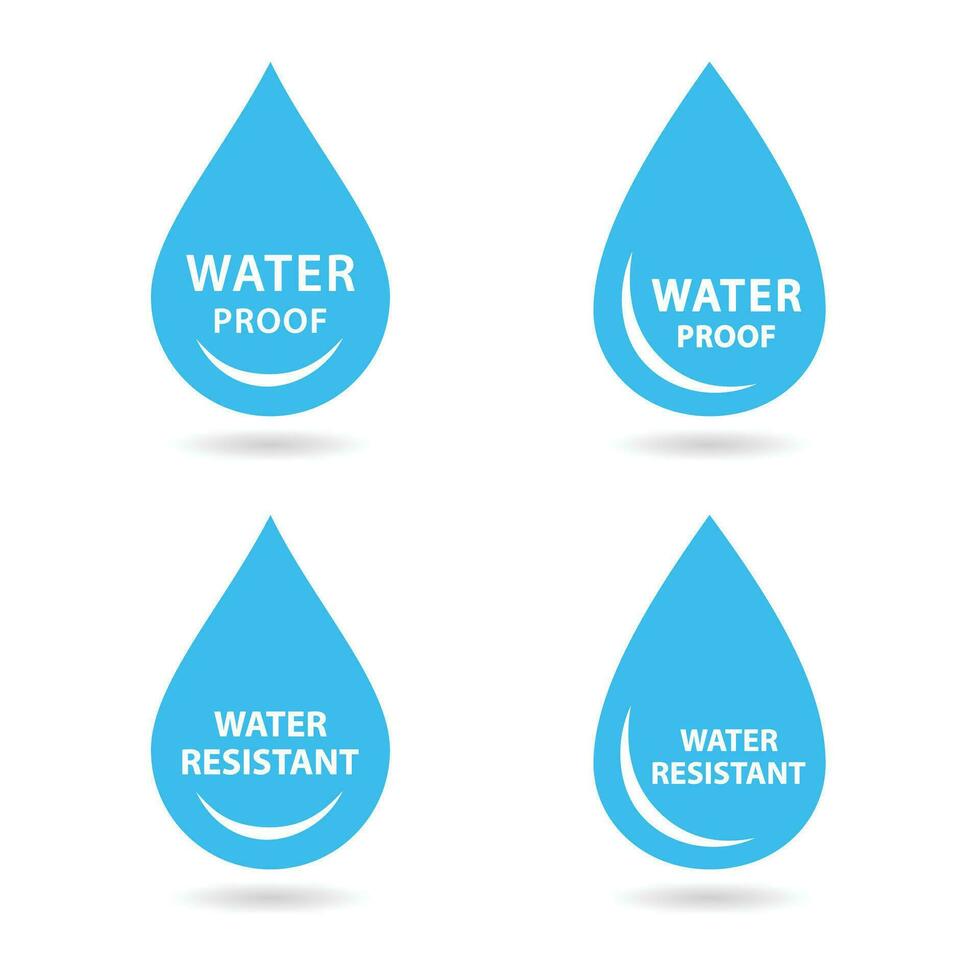 Water resistant and Water proof logo, icon, and vector. vector