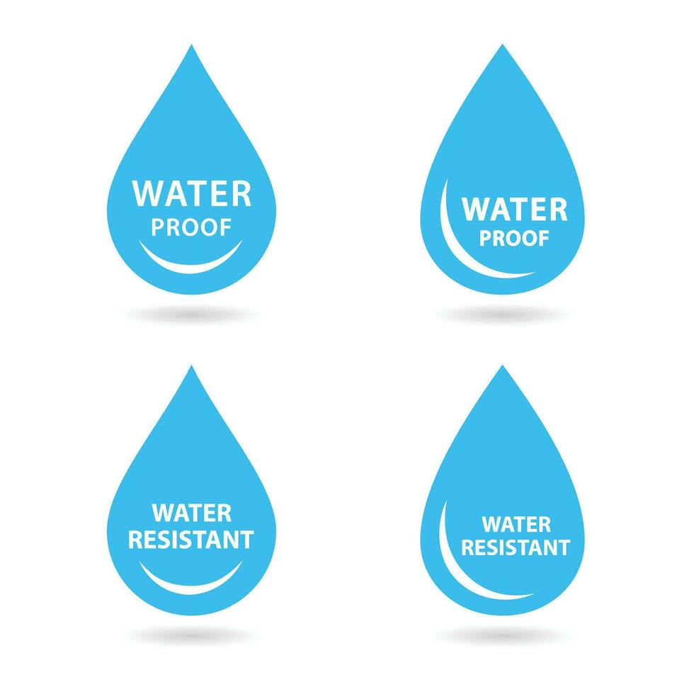 agua resistente y agua prueba logo, icono, y vector. vector