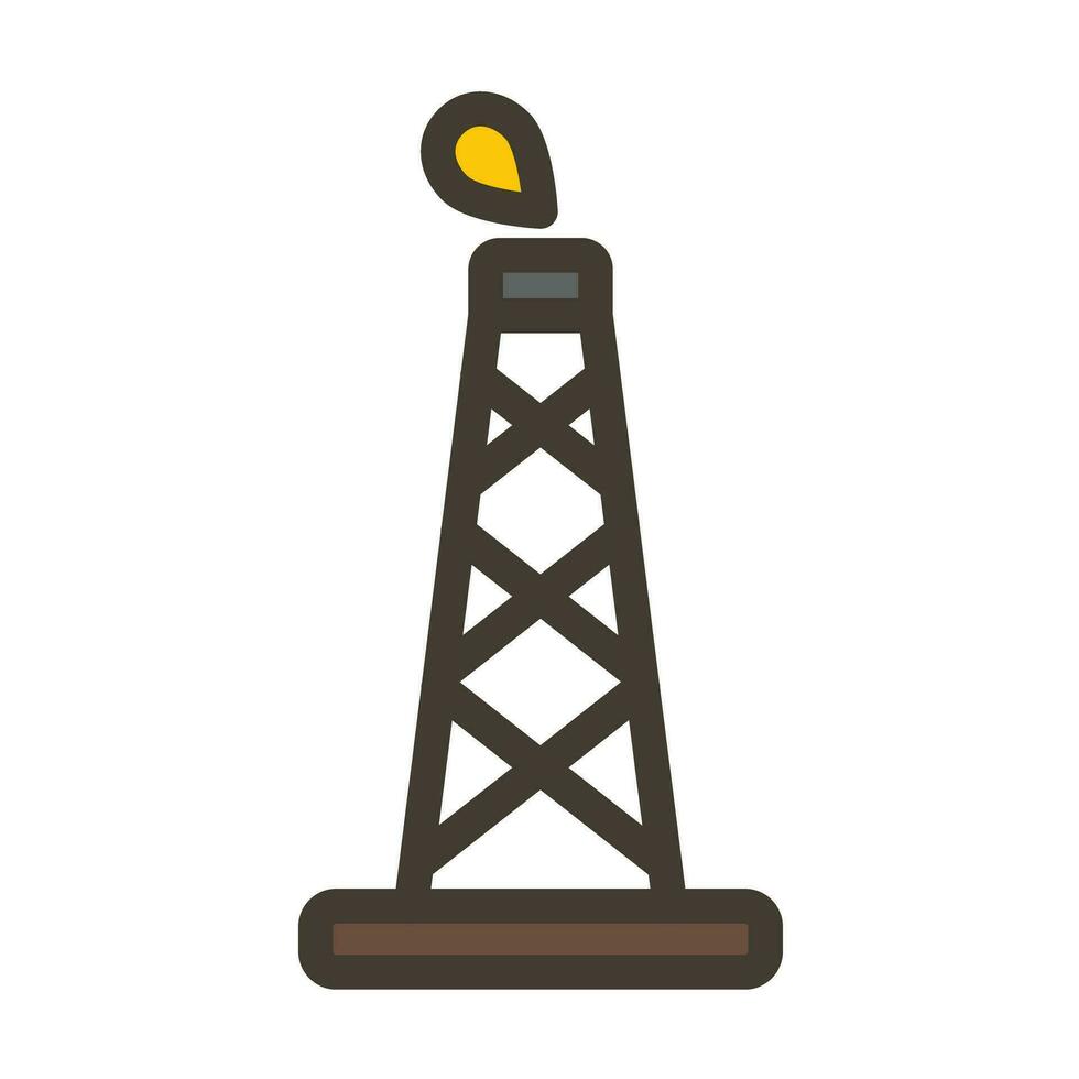 Oil Tower Vector Thick Line Filled Colors Icon For Personal And Commercial Use.