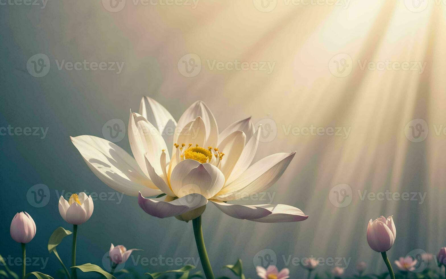 The Exquisite Pink Lotus Blossom Submerged in Tranquility ai generated photo