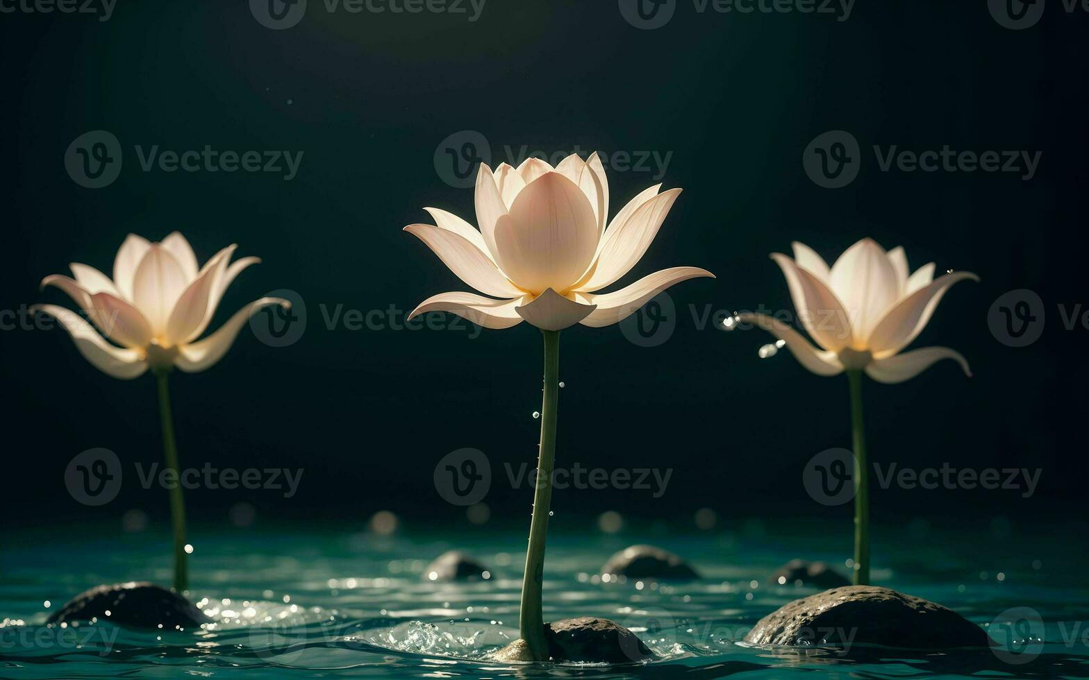The Exquisite Pink Lotus Blossom Submerged in Tranquility ai generated photo