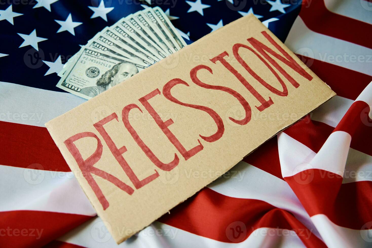 Recession in usa financial system and world economic crisis concept photo
