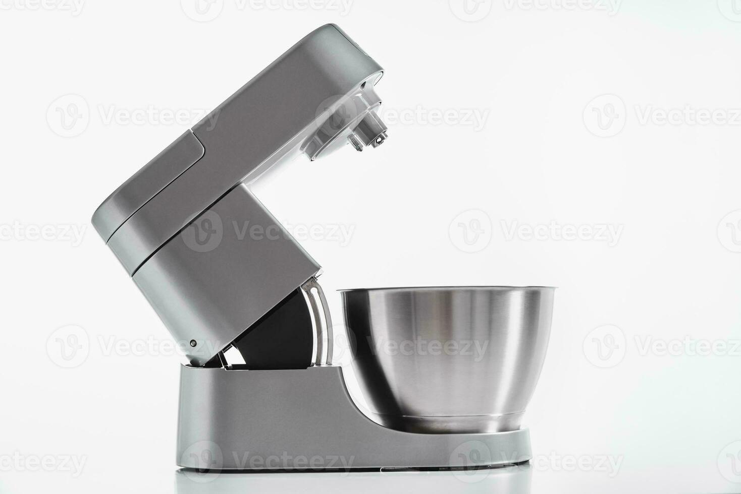 Kitchen electric mixer on white background, Food processor closeup photo
