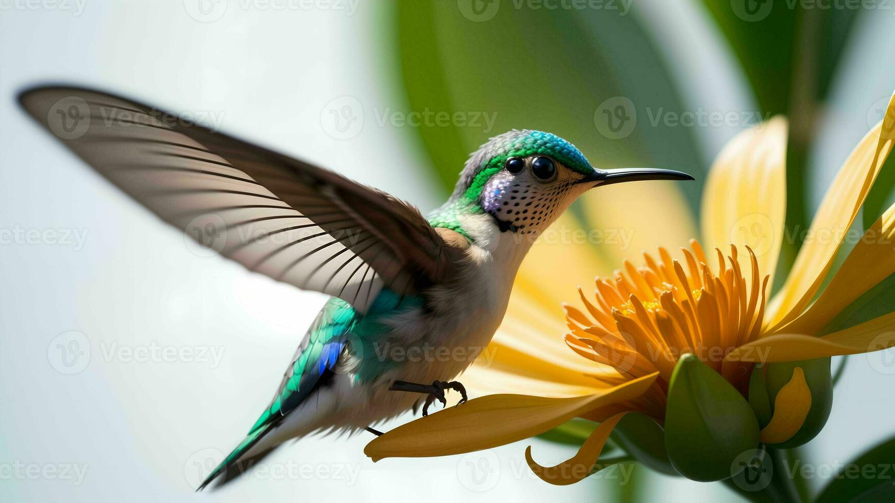 The Enchanting Moments of Hummingbirds Seeking Flower Nectar ai generated photo