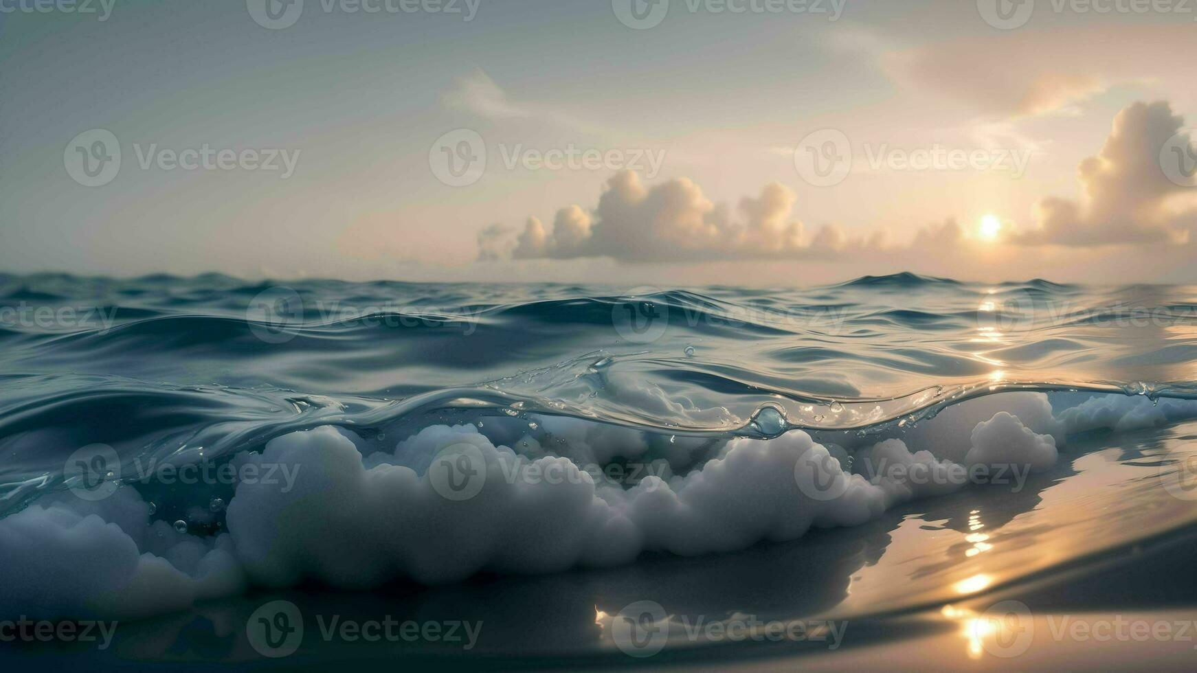 Abstract Minimalism in a Sunset Seascape ai generated photo