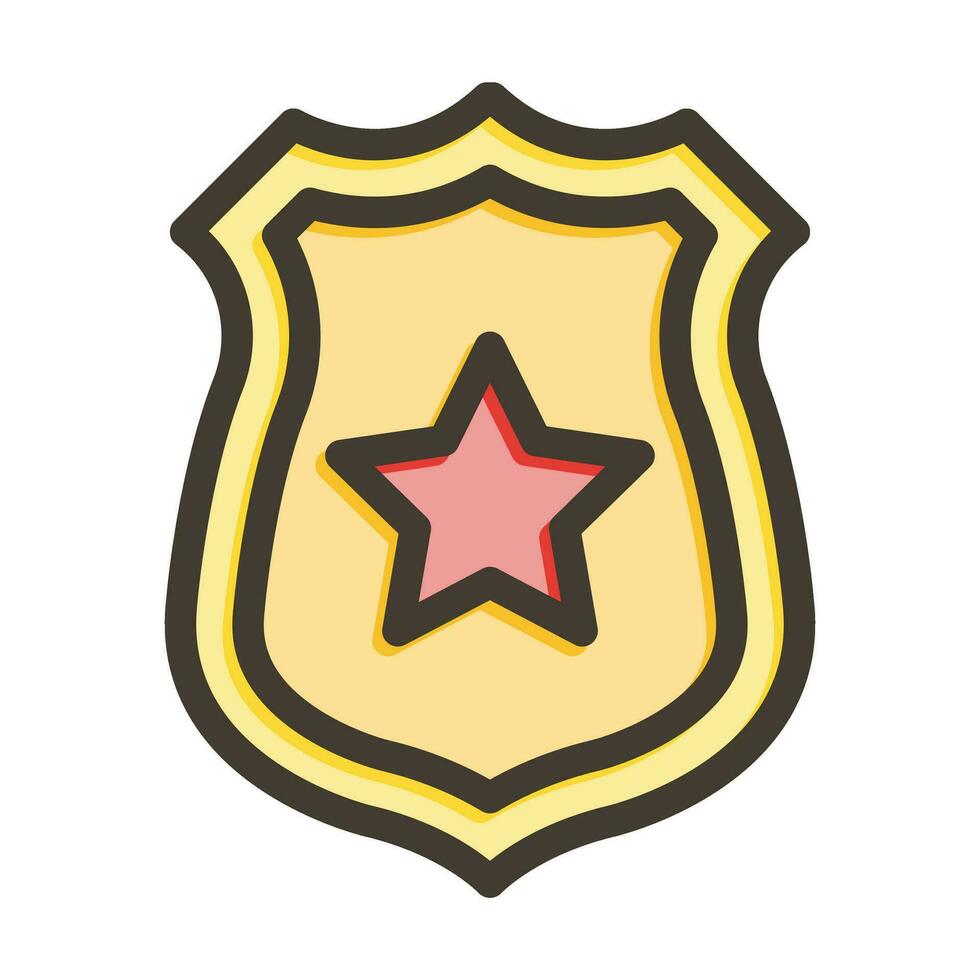 Police Badge Vector Thick Line Filled Colors Icon For Personal And Commercial Use.