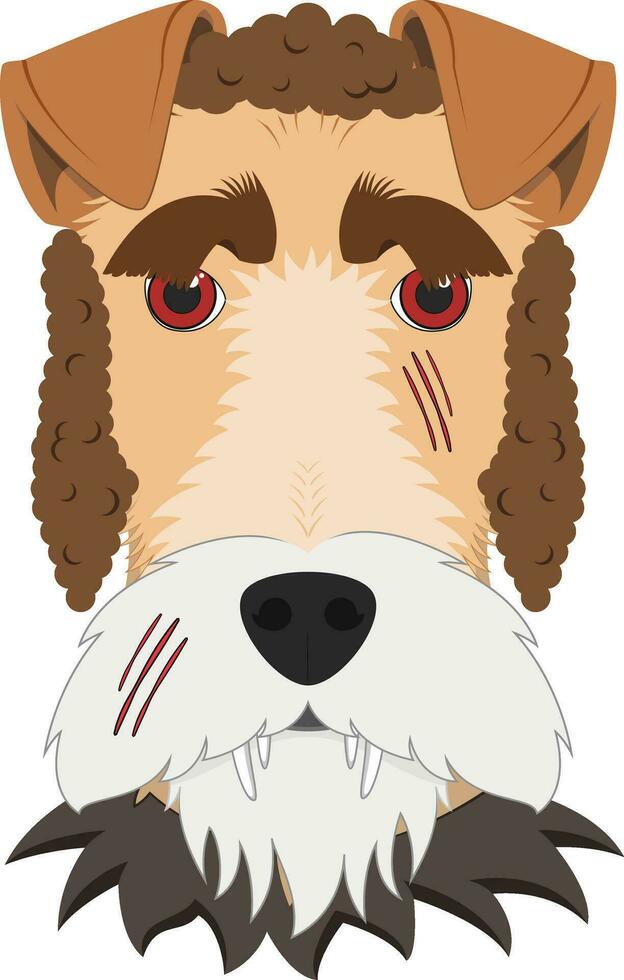 Víspera de Todos los Santos saludo tarjeta. zorro terrier perro vestido como un hombre-lobo vector