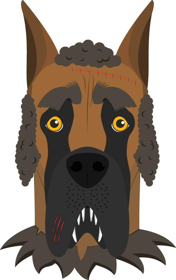 Halloween greeting card. Great Dane dog dressed as a werewolf vector