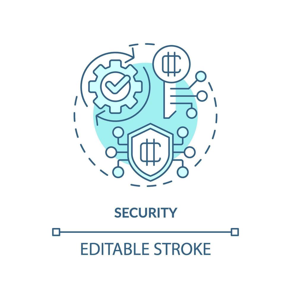 2D editable security thin line icon concept, isolated vector, blue illustration representing digital currency. vector