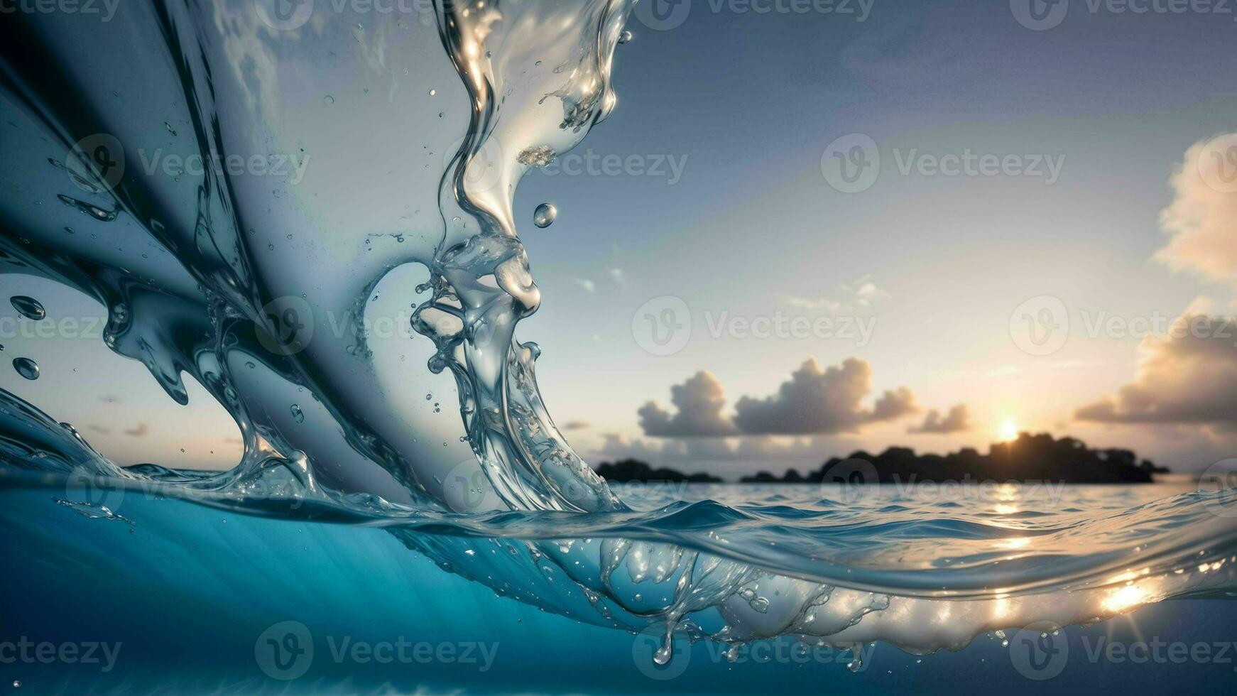 Abstract Minimalism in a Sunset Seascape ai generated photo