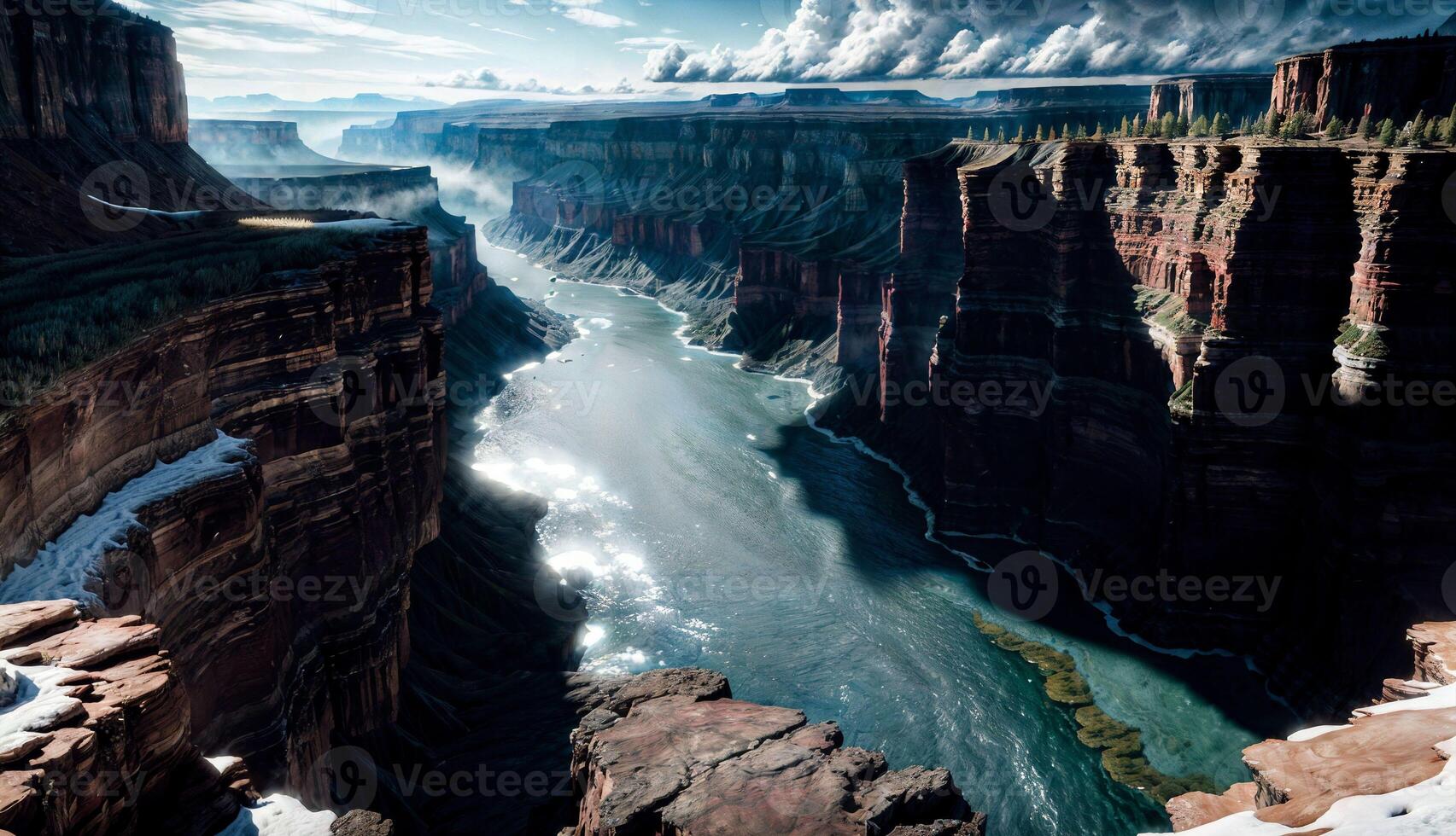 The Dramatic Panorama of a Vast Canyon Ravine photo