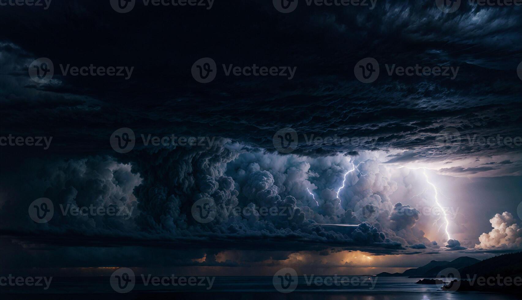 Electrifying Skies A Dramatic Stormy Cloudscape ai generated photo