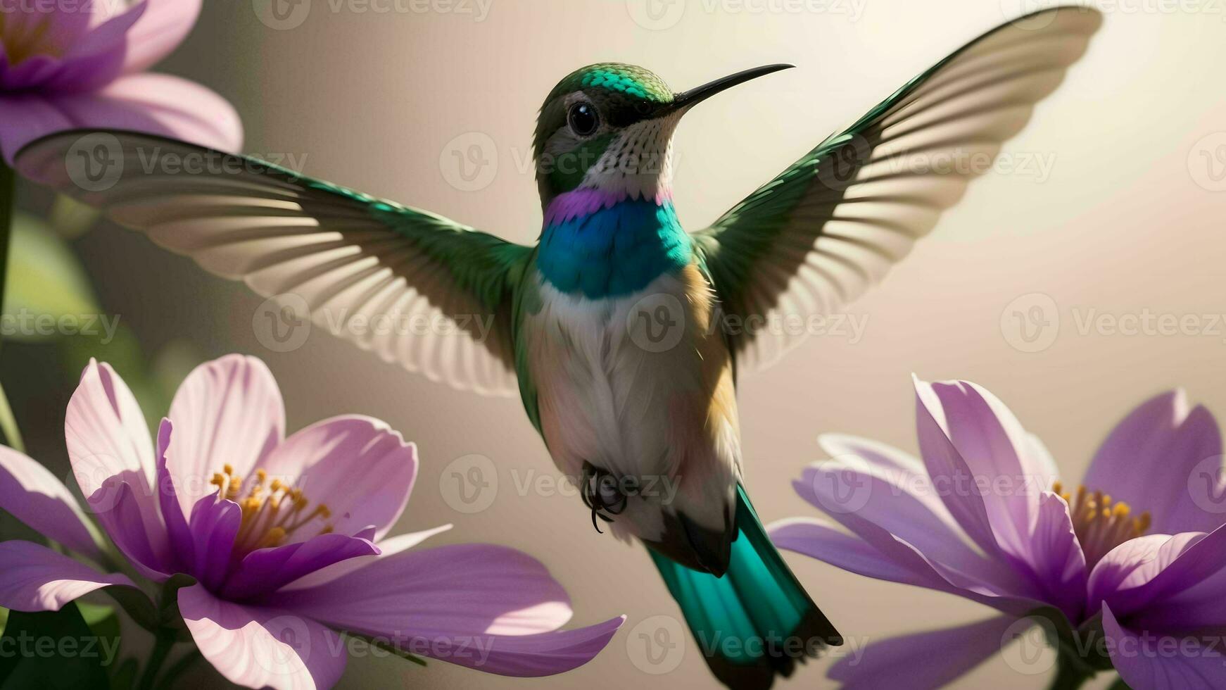 The Enchanting Moments of Hummingbirds Seeking Flower Nectar ai generated photo