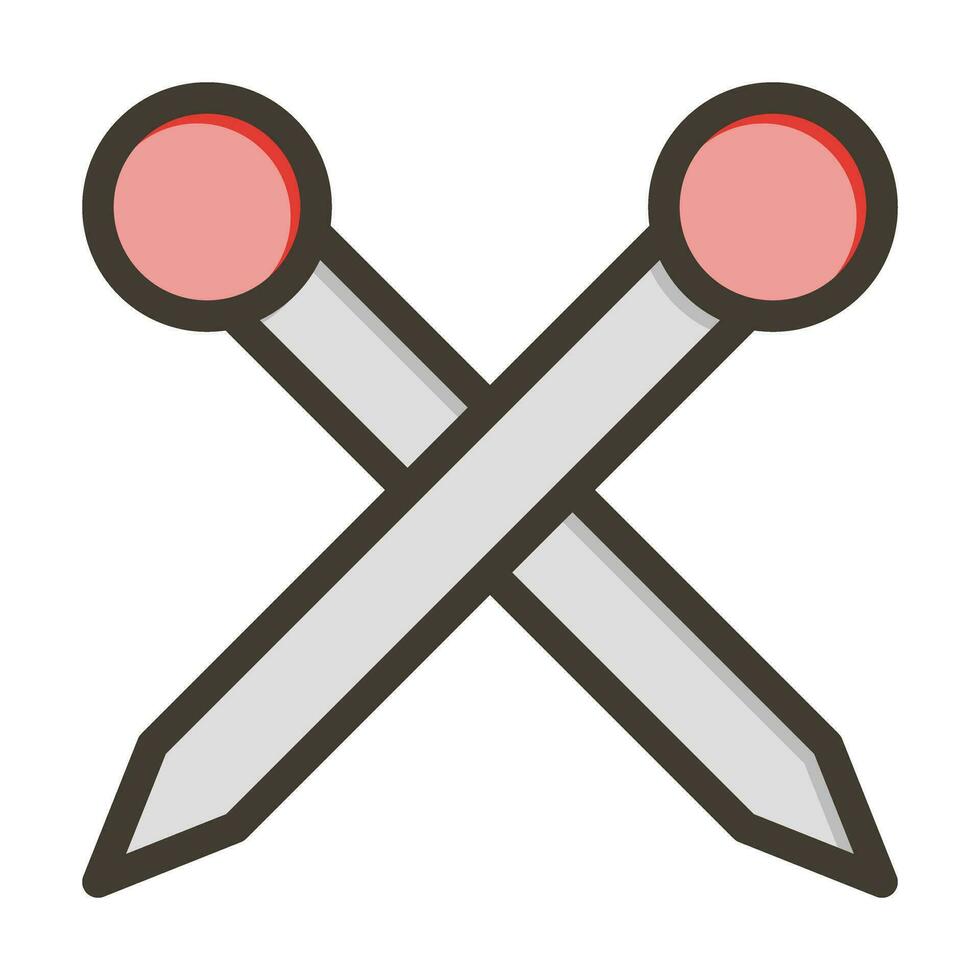 Knitting Needles Vector Thick Line Filled Colors Icon For Personal And Commercial Use.