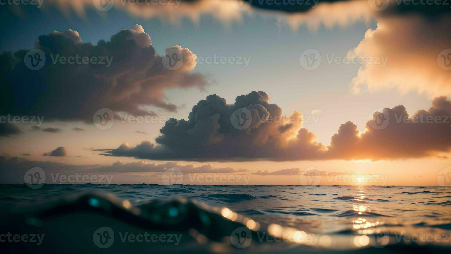 Abstract Minimalism in a Sunset Seascape ai generated photo