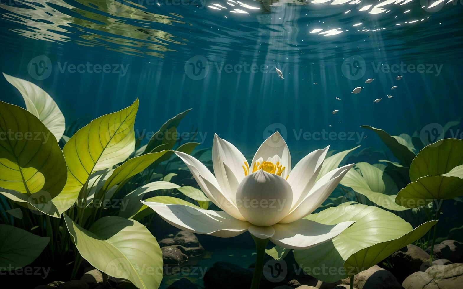 The Exquisite Pink Lotus Blossom Submerged in Tranquility ai generated photo