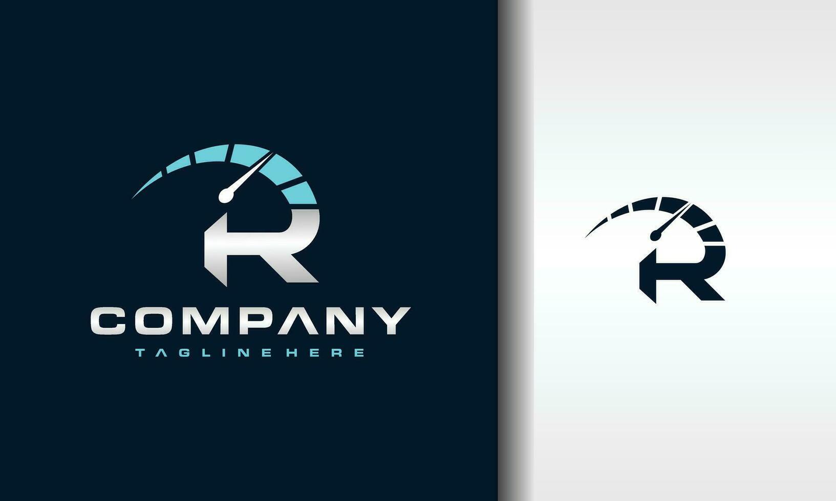 initial letter R speedometer logo vector