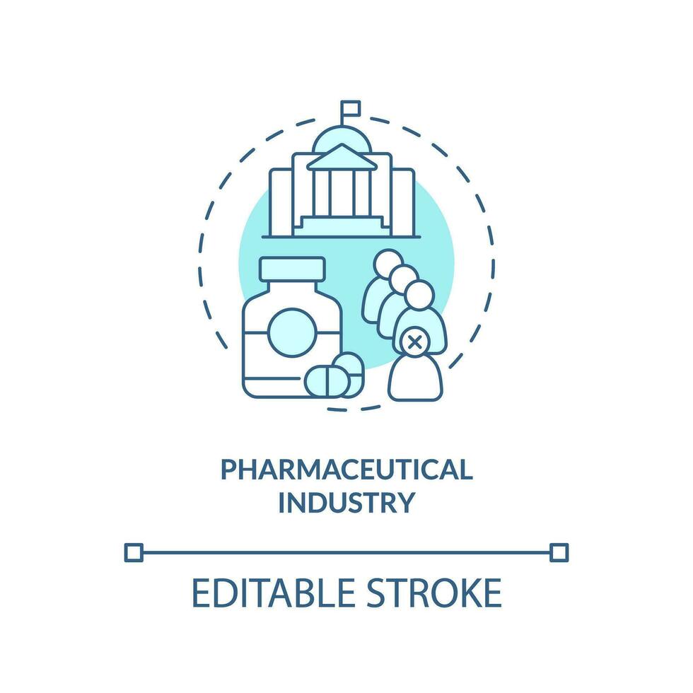 2d editable farmacéutico industria Delgado línea icono concepto, aislado vector, azul ilustración representando producto responsabilidad. vector