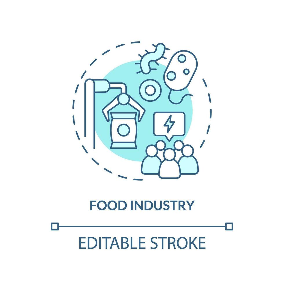 2D editable food industry thin line icon concept, isolated vector, blue illustration representing product liability. vector