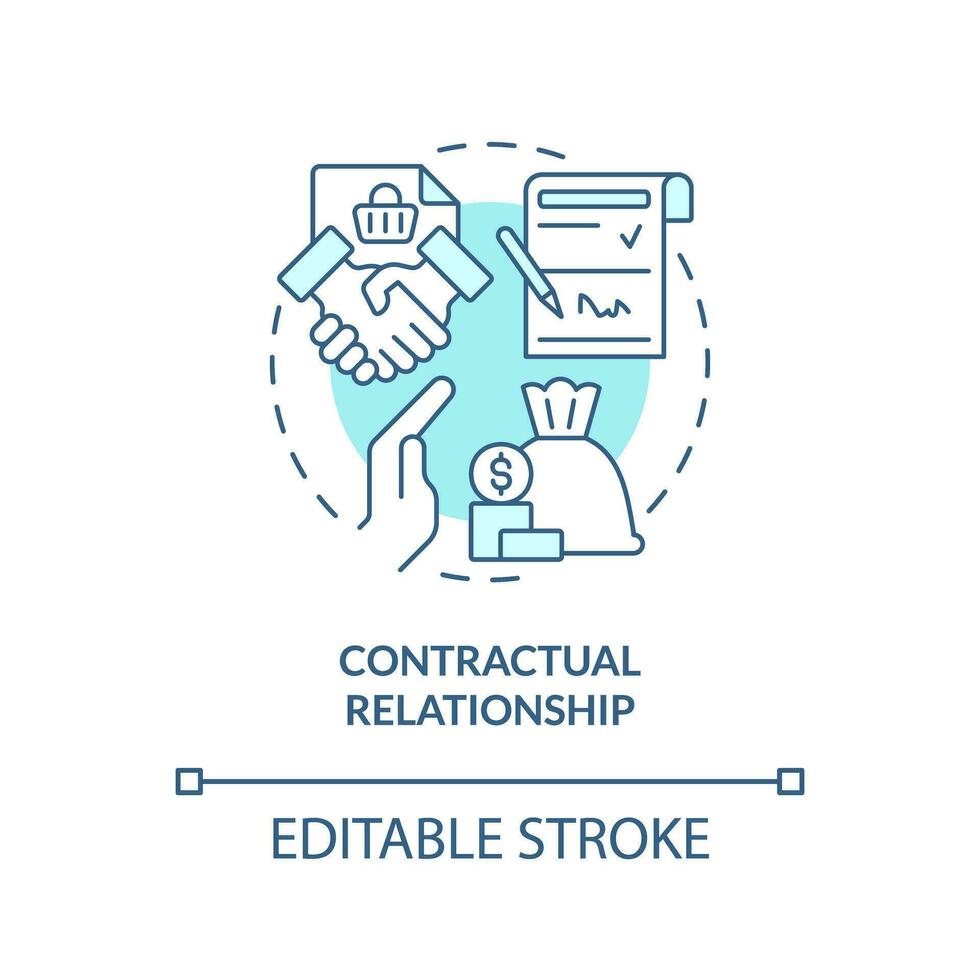 2D editable contractual relationship thin line icon concept, isolated vector, blue illustration representing product liability. vector