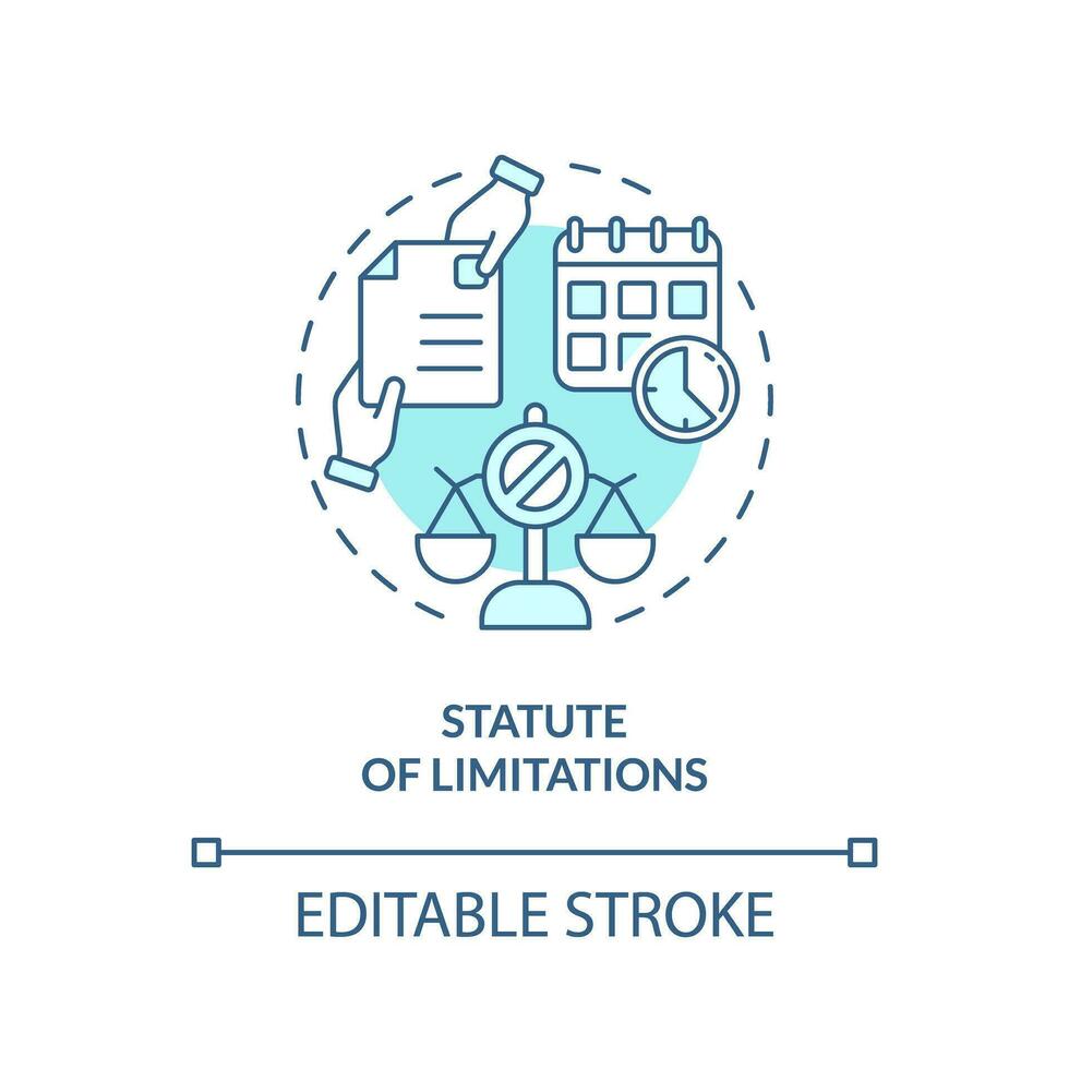 2D editable statue of limitations thin line icon concept, isolated vector, blue illustration representing product liability. vector